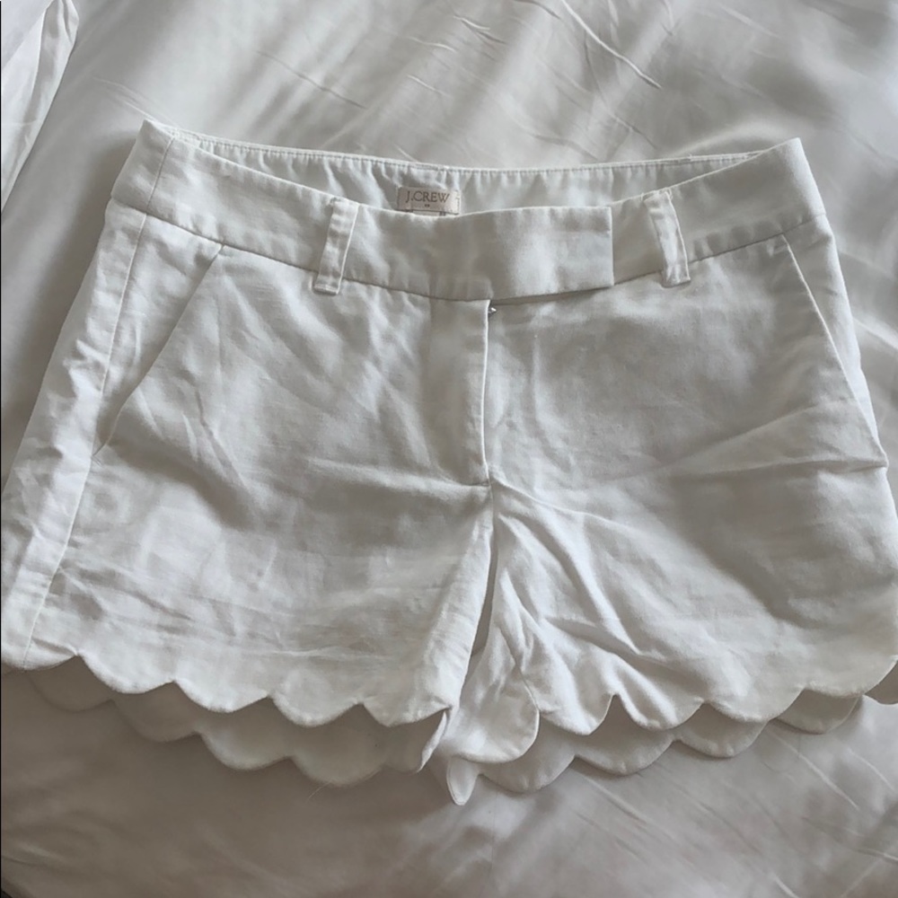 Jcrew scallop linen white shorts sz 00